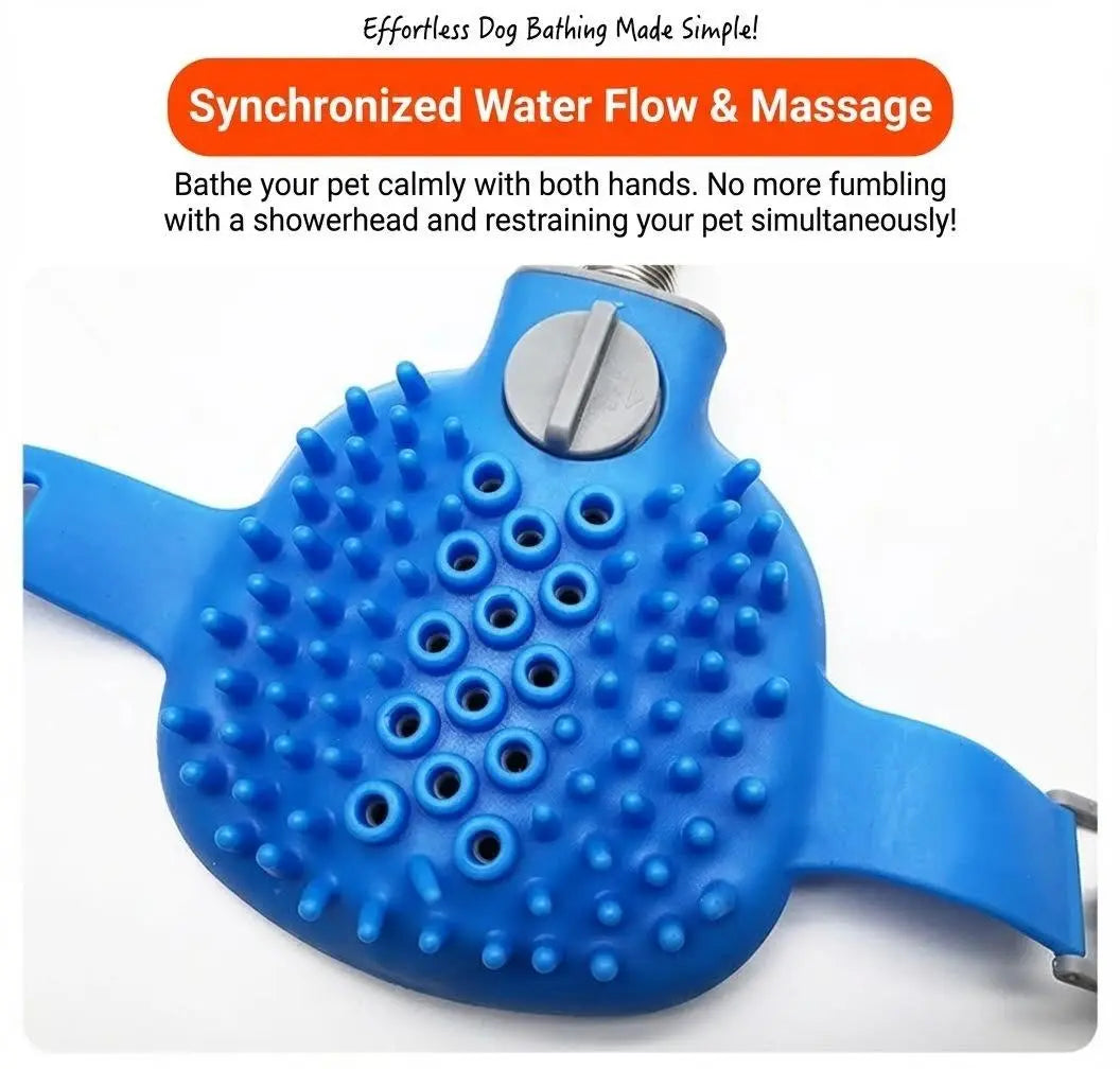 2-In-1 Dog Shower Attachment with Aqua Massage and Dual Shine Technology - Slip-On Hose for Indoor/Outdoor Pet Bathing and Grooming - Efficient Home Cleaning Solution, Blue