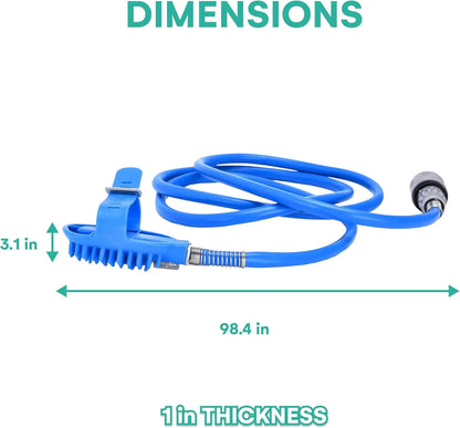 2-In-1 Dog Shower Attachment with Aqua Massage and Dual Shine Technology - Slip-On Hose for Indoor/Outdoor Pet Bathing and Grooming - Efficient Home Cleaning Solution, Blue
